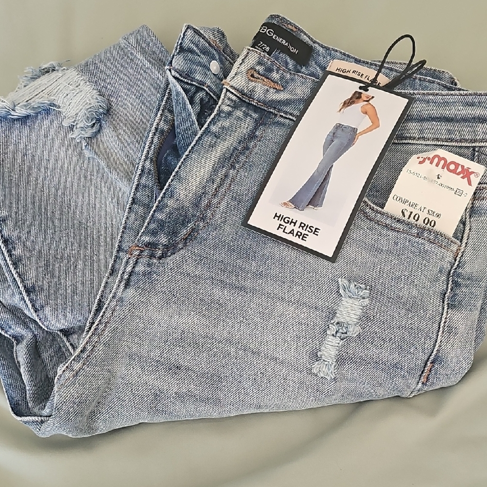 BCBGeneration Women's High Rise Flare Jeans - Light Blue Size 7/28
